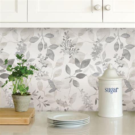 NuWallpaper Grey Breezy Vinyl Peel And Stick Wallpaper, 216-in by 20.5-in, 30.75 sq. ft ...