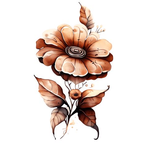 Beautiful Brown Vintage Flowers Watercolor · Creative Fabrica