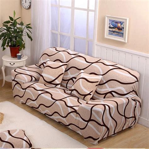 Stripe Stretch Sofa Set Covers Brown Furniture Slipcovers For Sofas ...