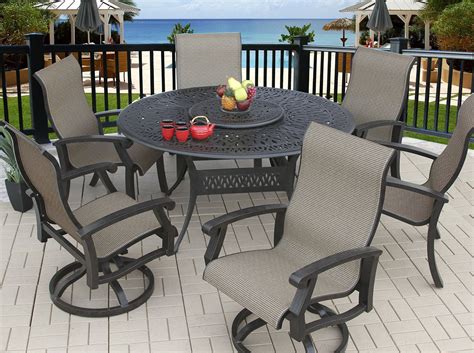 Barbados Sling Outdoor 7pc Dining Set with 60" Round Table S2000 - Walmart.com