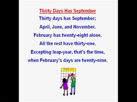 Thirty Days Has September (Rhymes and Songs) - YouTube