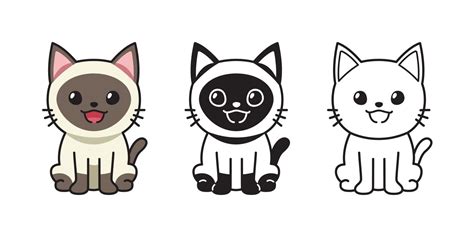 Vector cartoon set of siamese cat 3351367 Vector Art at Vecteezy