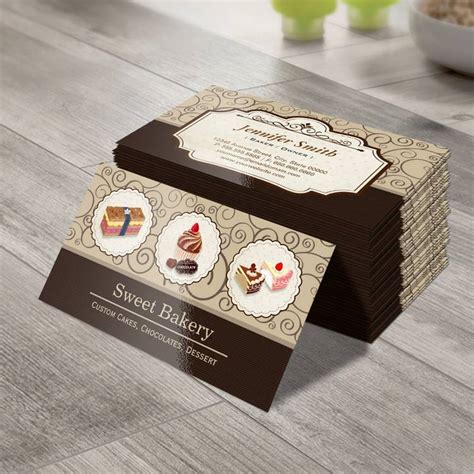 Sweet Bakery Store Custom Cakes Chocolates Dessert Business Card