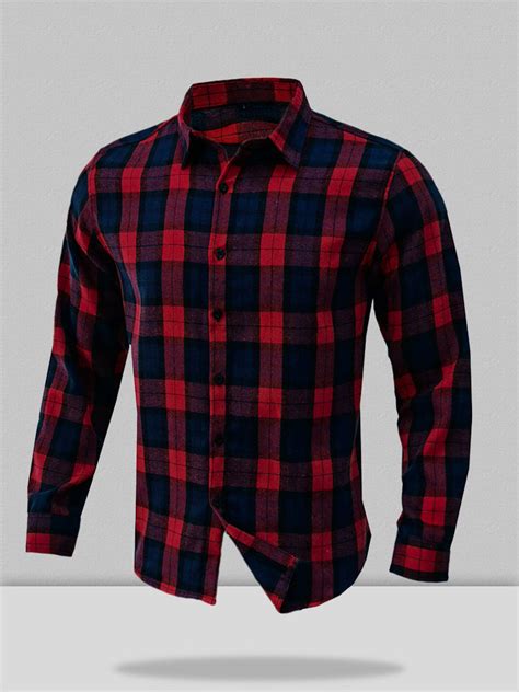 cotton style plaid pattern long-sleeved shirt – coofandy