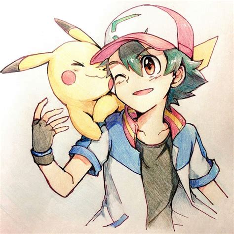 Ash and Pikachu from Pokemon | Pikachu drawing, Pokemon sketch, Pokemon