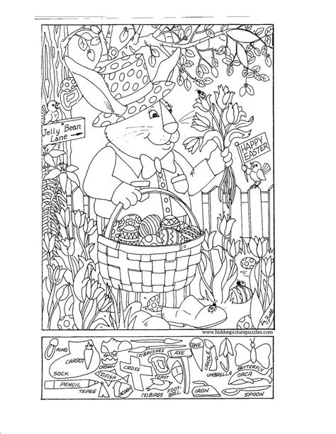 Think Spring Hidden Picture Puzzles 2 Adult Coloring Page, Colouring ...