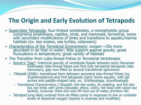 PPT - The Origin and Early Evolution of Tetrapods PowerPoint Presentation - ID:857971