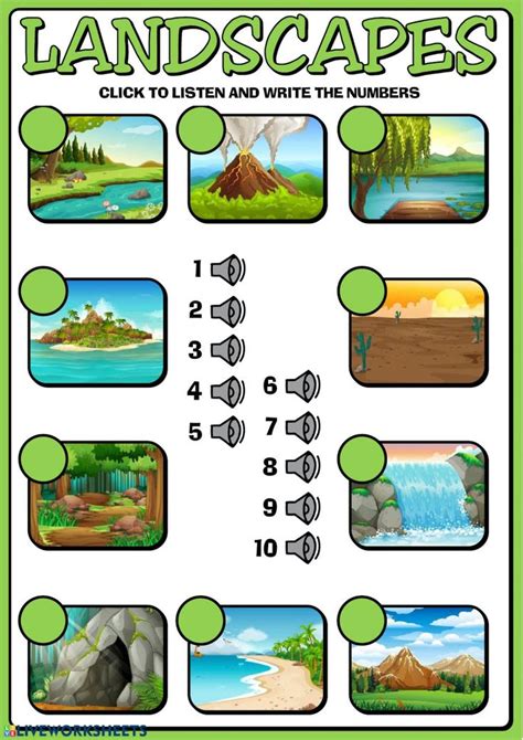 Landscapes - Listening - Interactive worksheet | Fun worksheets for ...