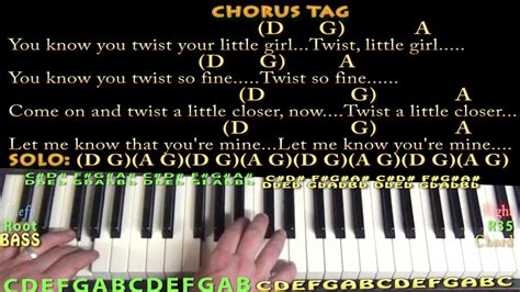 Twist and Shout (The Beatles) Piano Chord Chart with Chords/Lyrics - D G A - Arpeggios - YouTube