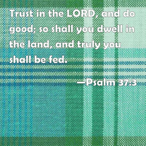 Psalm 37:3 Trust in the LORD, and do good; so shall you dwell in the land, and truly you shall ...