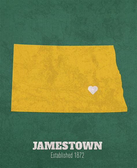 Jamestown North Dakota City Map Founded 1872 North Dakota State University Color Palette Poster ...