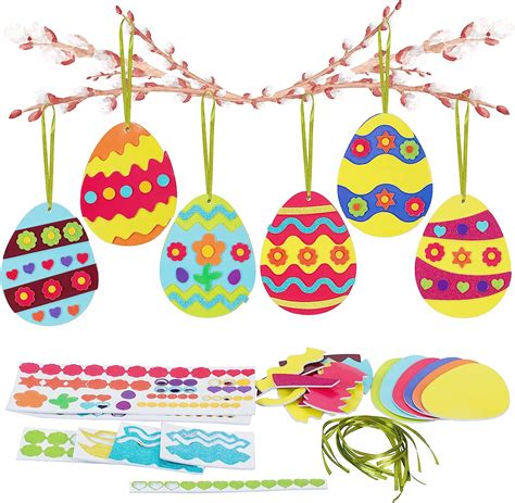 DKINY Pack of 12 Easter Egg Crafts Kit Easter Hanging Eggs Ornaments ...