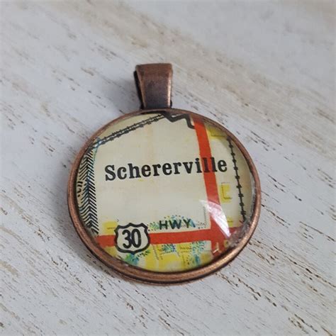 Schererville Indiana Map Pendant - Etsy