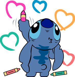 Stitch Coloring Hearts Logo Vector