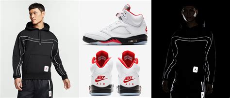 Air Jordan 5 Fire Red Reflective Hoodie | SneakerFits.com