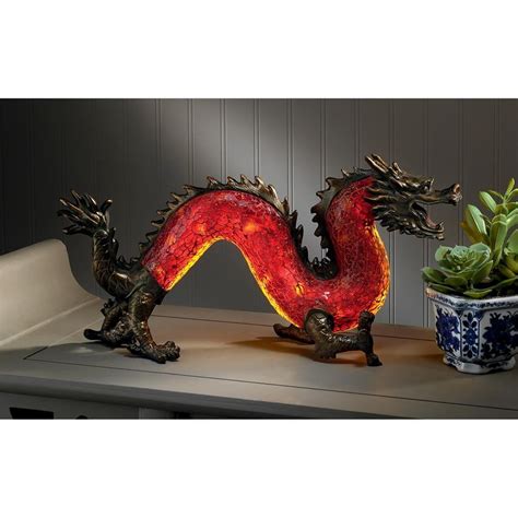 Design Toscano Dragon Dance of Light Illuminated Mosaic Glass Sculpture ...