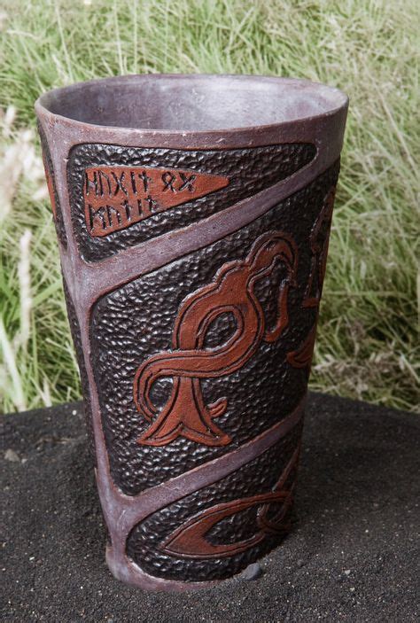 Ceramic Viking Beer Mug with carved Pictures from the Old Norse ...