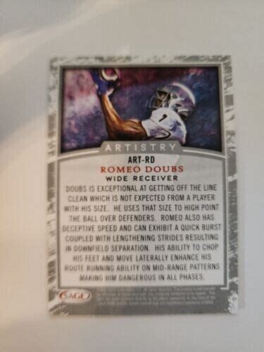 Romeo Doubs Nevada Wolf Pack 2022 Sage Artistry Black Football Card # ...