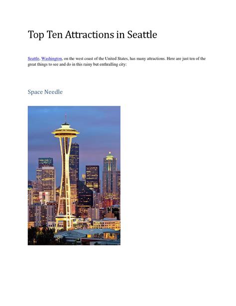 Top ten attractions in seattle by traveleze - Issuu