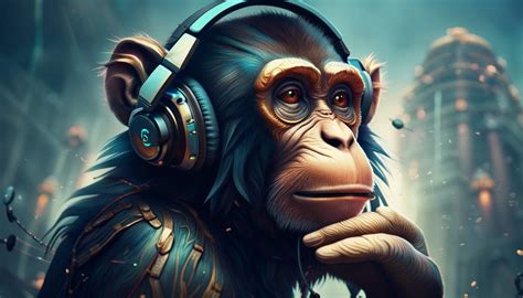 Monkey wearing headphones detailed matte painting, deep color, fantastical, intricate detail ...