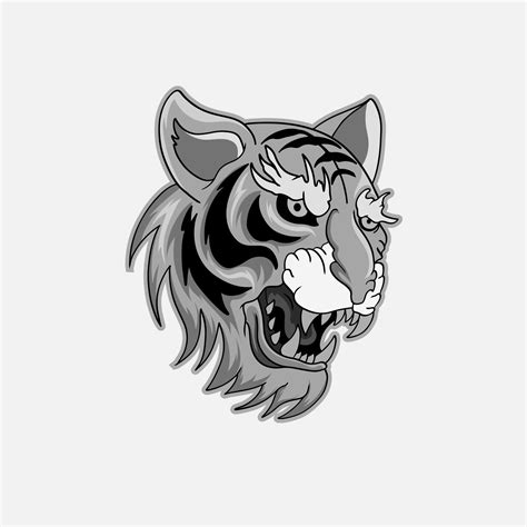 Black and white tiger japan style tattoo print design for t-shirt. . Vector illustration for ...