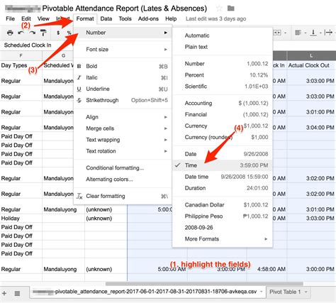 How to Create a Pivotable Table to Capture the Attendance Percentages ...