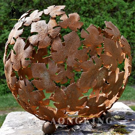 corten steel ball sculpture |Large City Sculpture | AongKing Sculpture