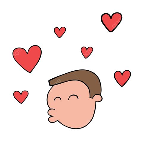 Vector Illustration Of A Cartoon Mans Head Expressing Deep Love And Blowing Kisses Vector ...