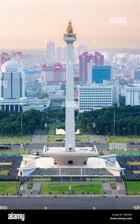 Jakarta city skyline with iconic symbol likes National Monument (Monas ...