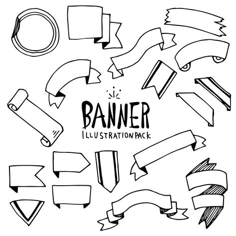 Banner Illustration Pack elements/ribbon,design/doodle Clip Art/hand Drawn/vector AIEPSJPG Files ...