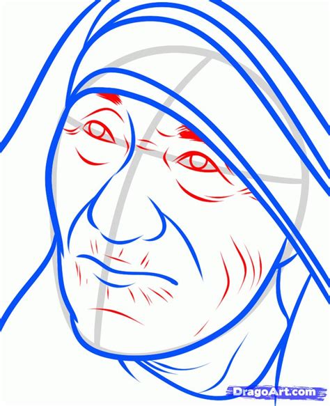 How to Draw Mother Teresa, Mother Teresa, Step by Step, Stars, People, FREE Online Drawing ...