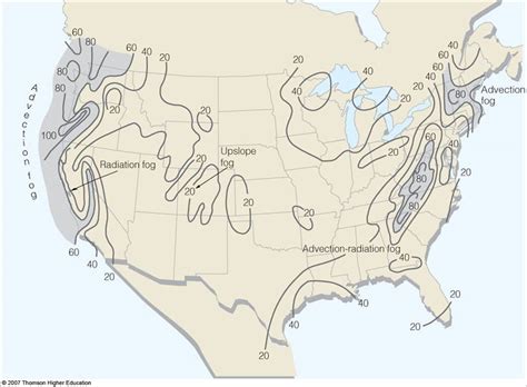 Distribution of Foggy Weather around the U.S.