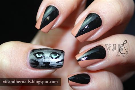 Vic and Her Nails: Halloween Nail Art Challenge - Black Cats or Bats