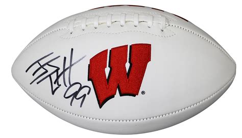 J.J. Watt Wisconsin Badgers Signed Autographed White Logo Football ...