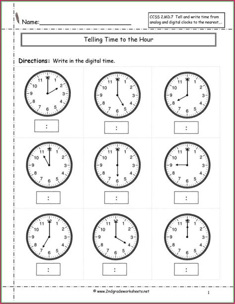 Telling Time Worksheets Hour And Half Hour - Printable Computer Tools