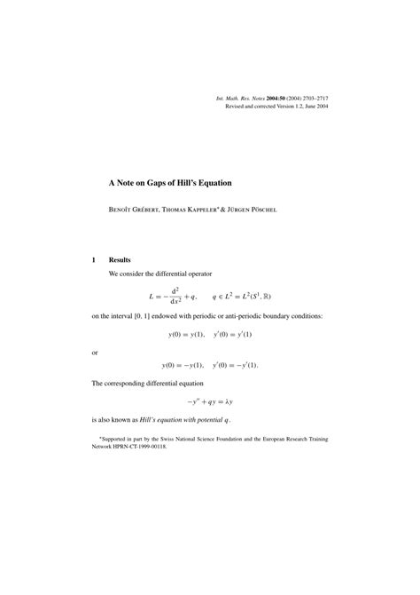 (PDF) A note on gaps of Hill's equation