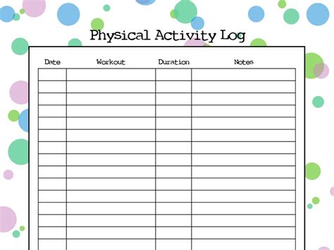 Free Printable Physical Activity Log - Mommy Octopus