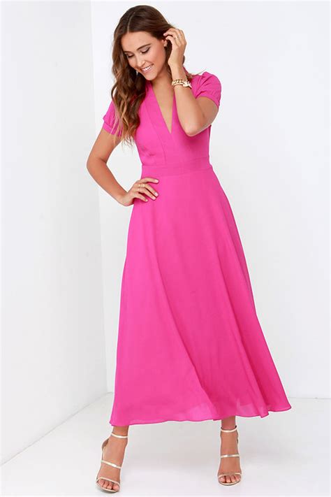 Cute Fuchsia Dress - Fuchsia Midi Dress - $65.00