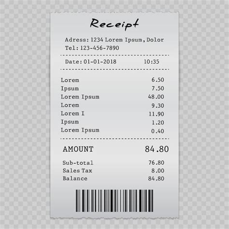 Premium Vector | Black and white of receipt template