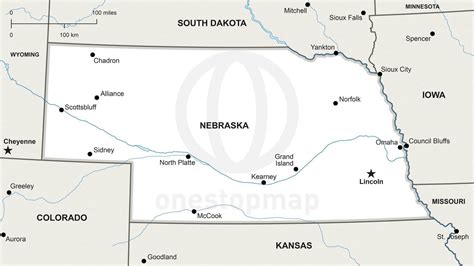 Vector Map of Nebraska political | One Stop Map