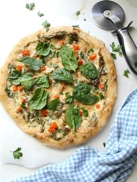 Vegan Roasted Garlic and Spinach White Pizza - This Savory Vegan