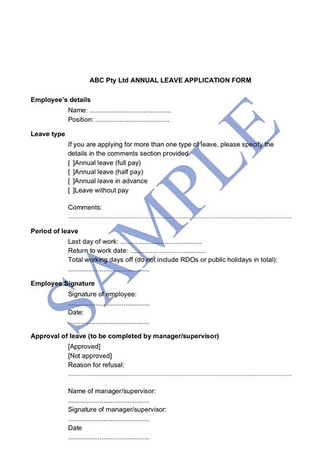 Application Leave Form, Blank Leave Application Form Templates (8+ PDF Samples) : A leave ...