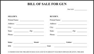 Gun Bill Of Sale