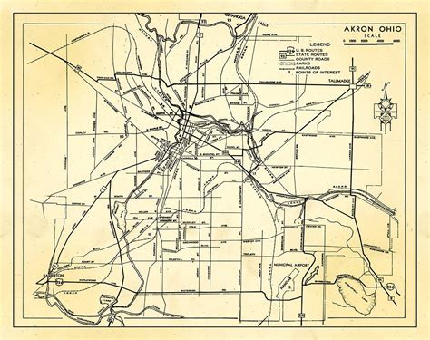 Print of Antique Akron Ohio Map on Photo Paper Matte Paper and - Etsy ...