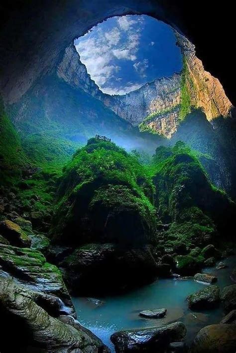 This is the biggest sinkhole in China, the Xiaozhai Tiankeng, also known as the Heavenly Pit : r ...