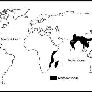 Monsoon dominated regions of the world. | Download Scientific Diagram