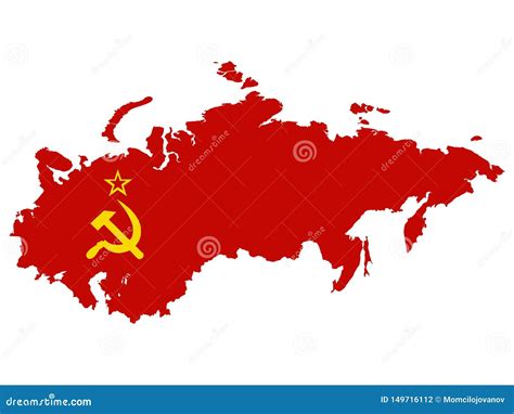 Combined Flag And Map Of USSR Soviet Union On White Background - Miller ...