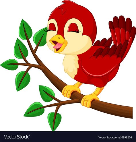 Cute bird singing Royalty Free Vector Image - VectorStock