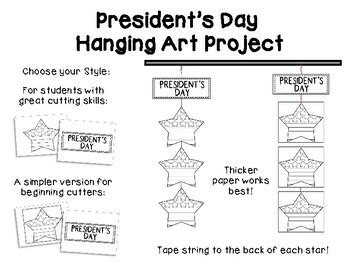 President's Day Art Project - Hanging February Art Project - Patriotic Stars