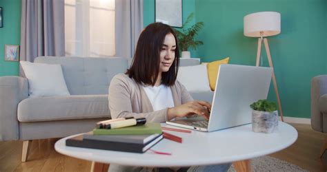 Smiling Student Girl Working On Laptop Study Stock Footage SBV-338286568 - Storyblocks